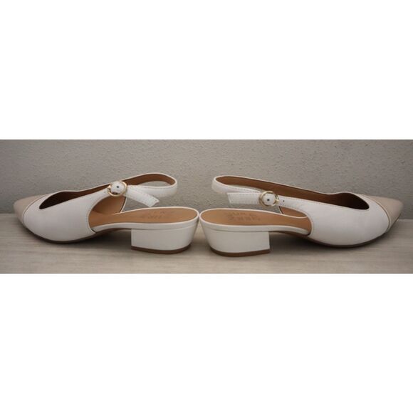 Naturalizer I8728M3100 Women Sz 8M White/Porcelain Leather Banks Slingback Pumps - Picture 12 of 14
